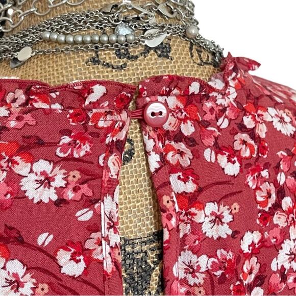 ANTHROPOLOGIE Esther Tiered Tunic RED floral print SIZE XL - Picture 14 of 16